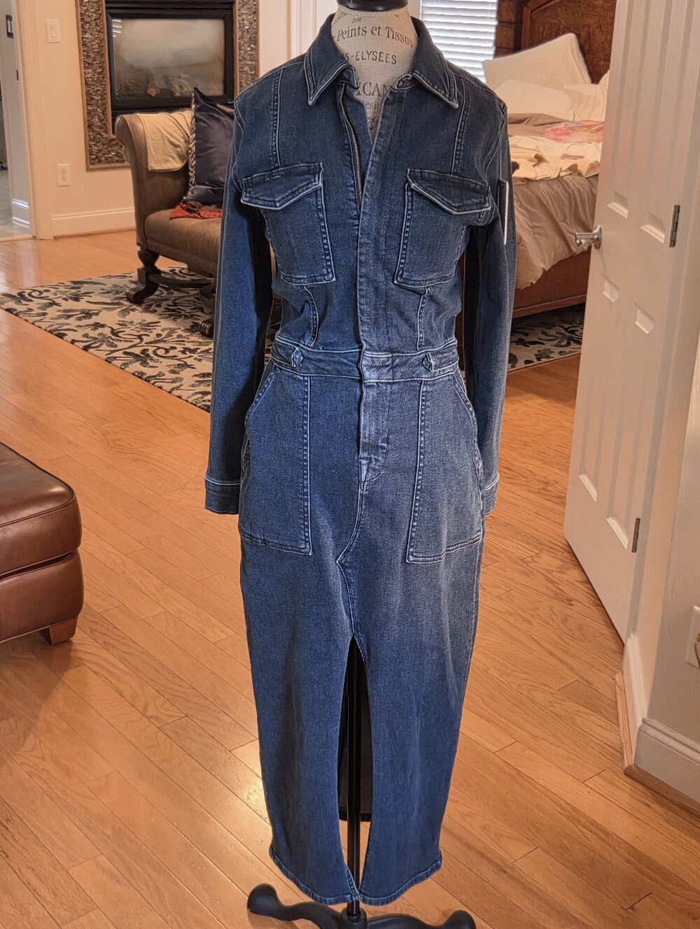 Good American Long Sleeve Midi Denim Dress NWT Retail $229-retrofete-zara-revolv - Picture 9 of 12